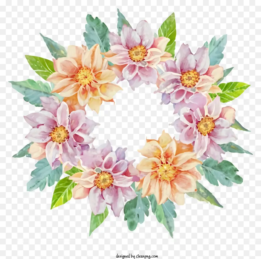 Peinture à L'aquarelle，Couronne Florale PNG