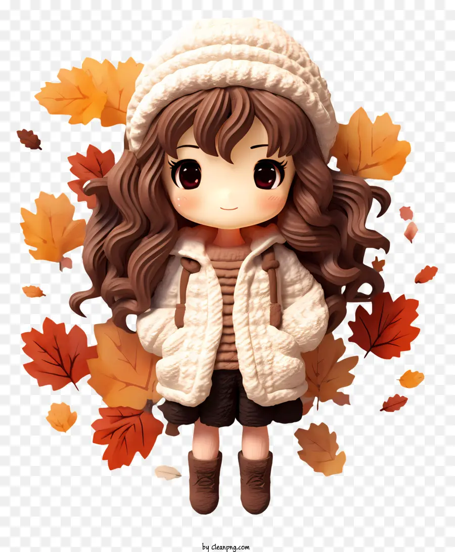 Fille Mignonne，Manteau Blanc PNG