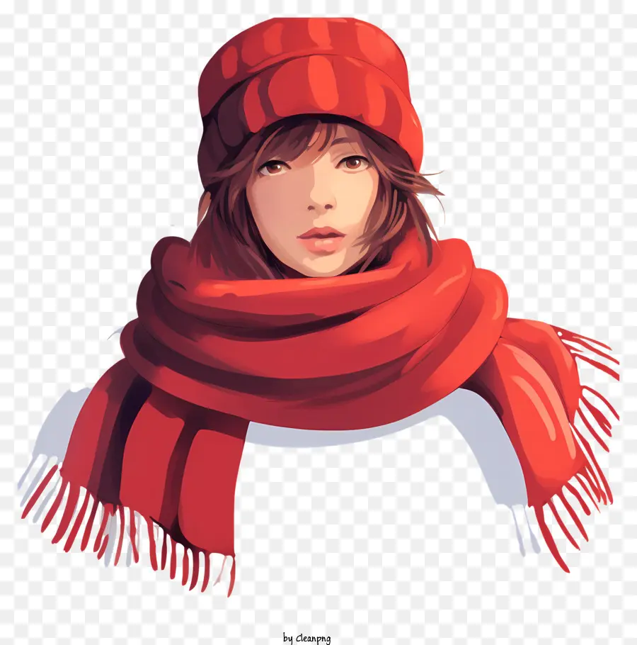 Femme，Écharpe Rouge PNG