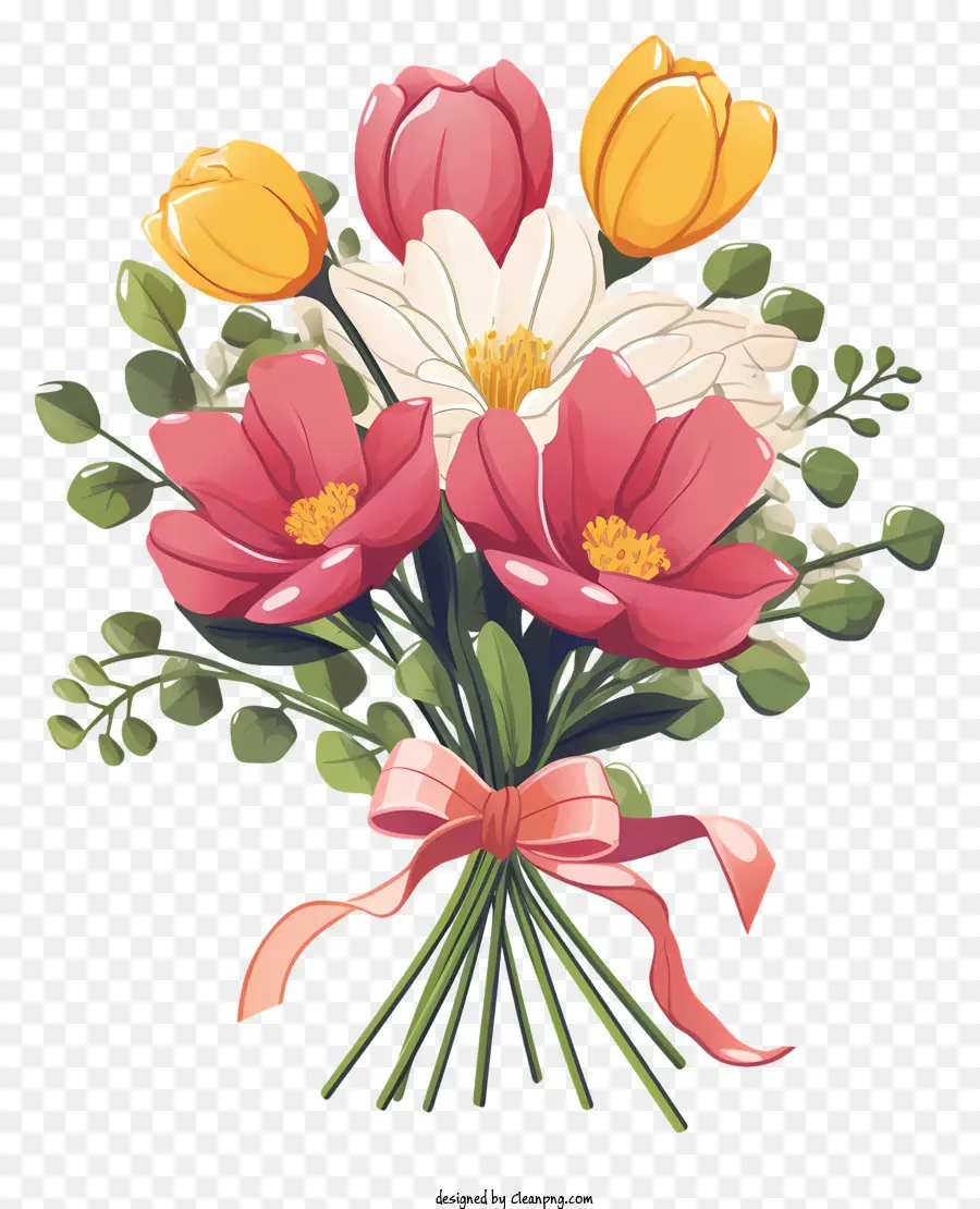 Bouquet De Fleurs，Tulipes Roses PNG