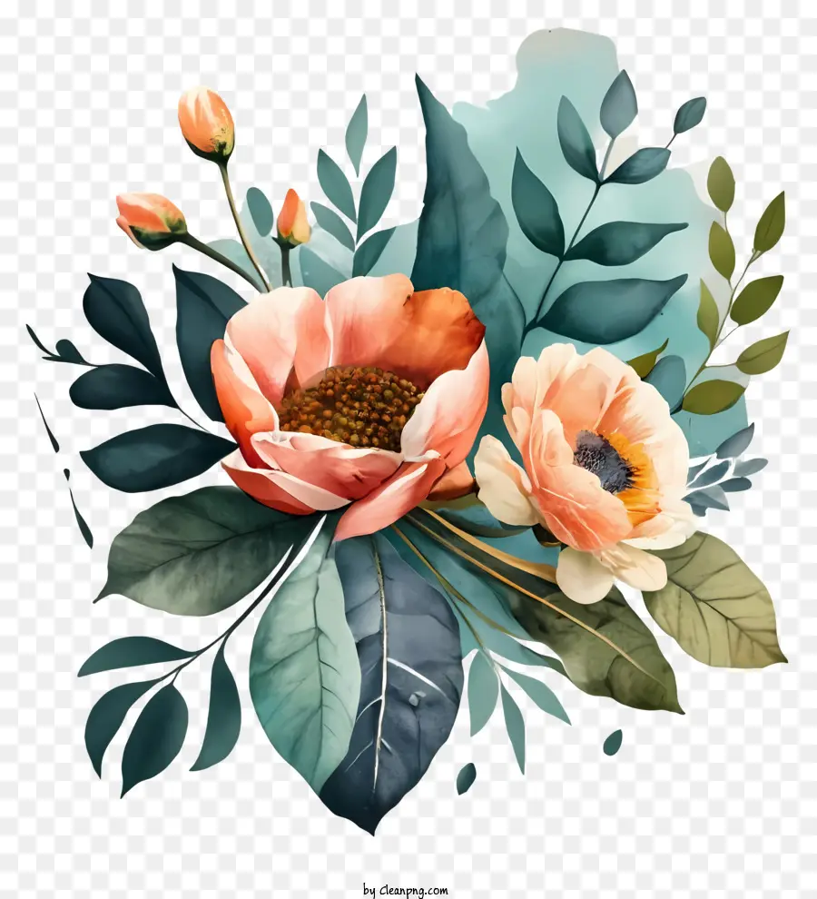 Illustration Aquarelle，Arrangement Floral PNG