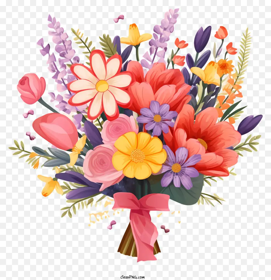 Bouquet De Fleurs，Fleurs Roses PNG