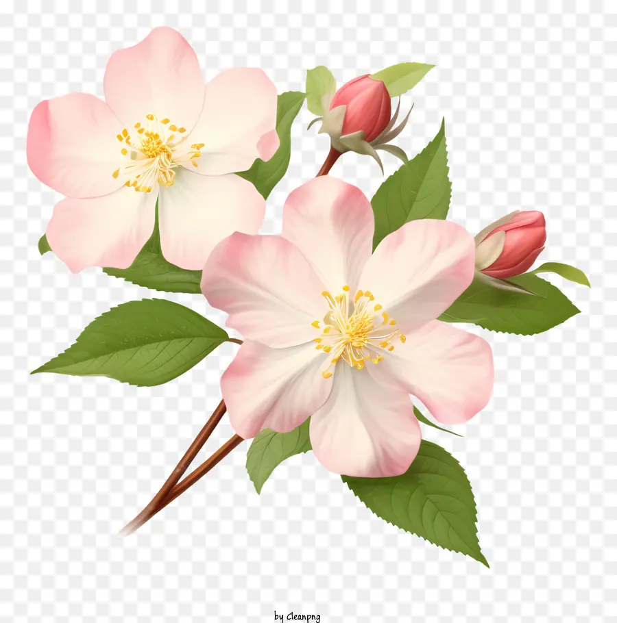 Fleur De Pomme Rose，Branche D'arbre PNG