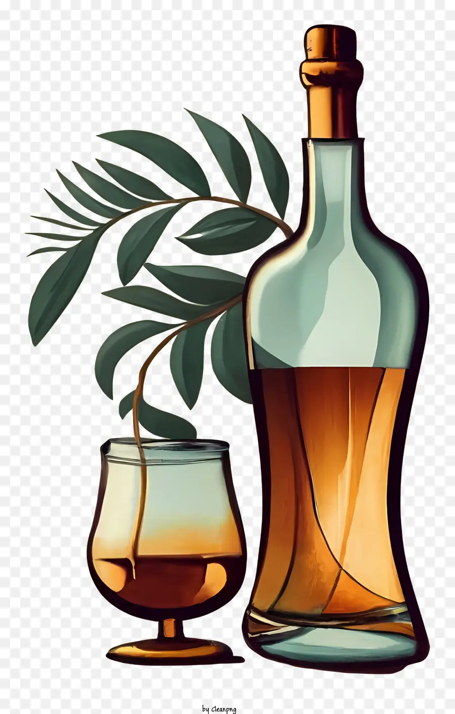 Bouteille D'alcool，Bouteille Et Verre PNG