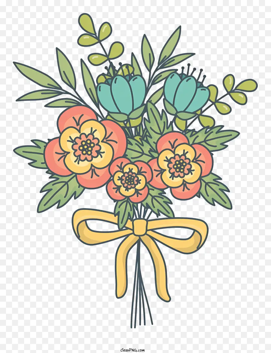 Illustration Dessinée à La Main，Bouquet De Fleurs PNG