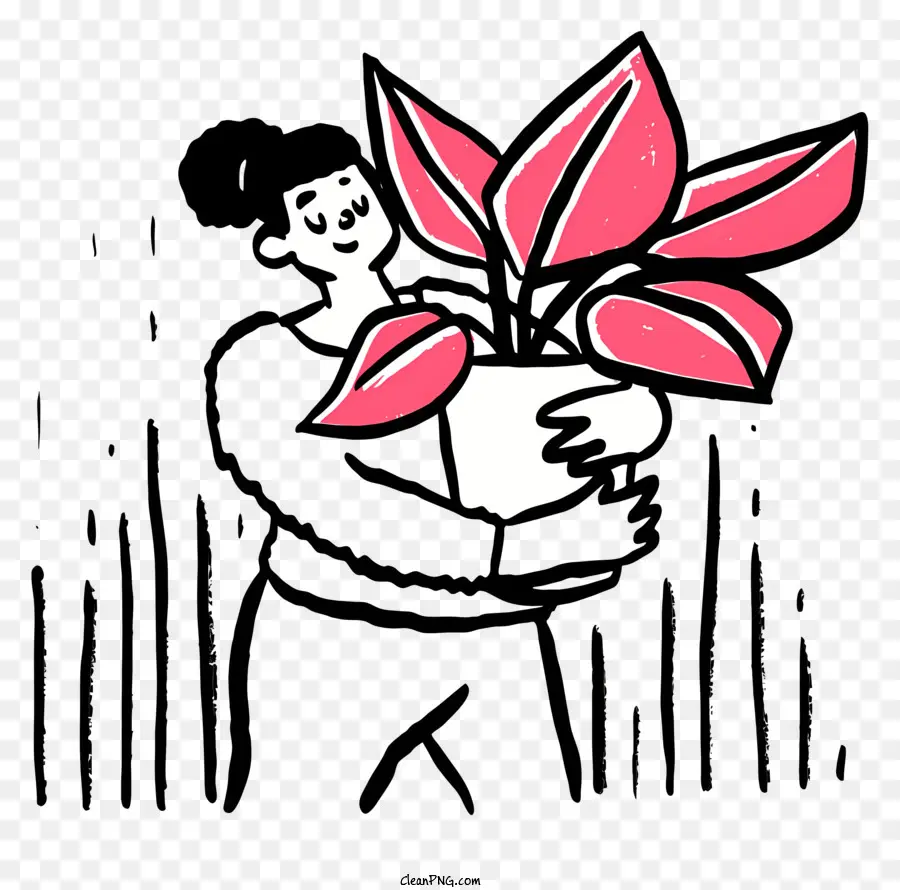 Dessin Animé，Femme Avec Plante PNG