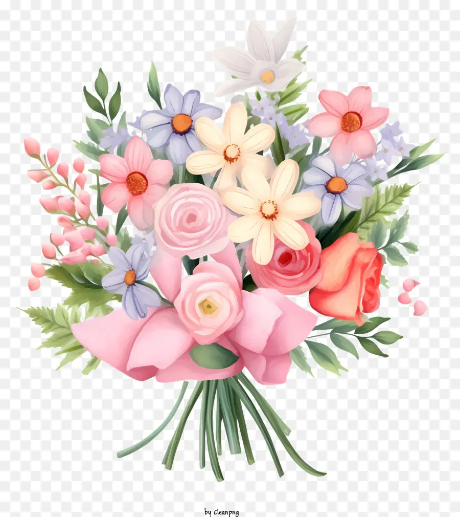 Bouquet De Fleurs，Fleurs Roses PNG