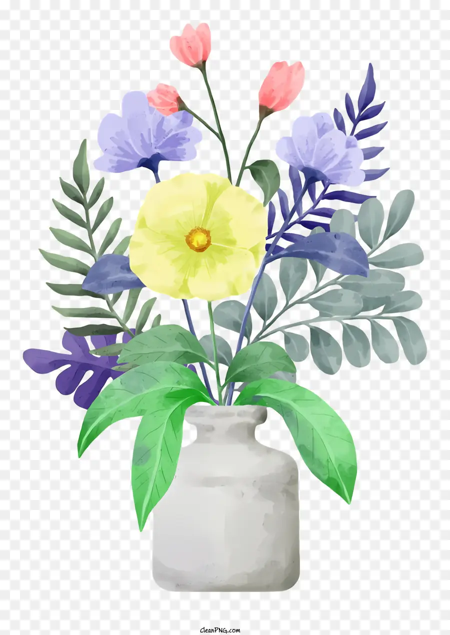 Fleurs，Vase à Fleurs PNG