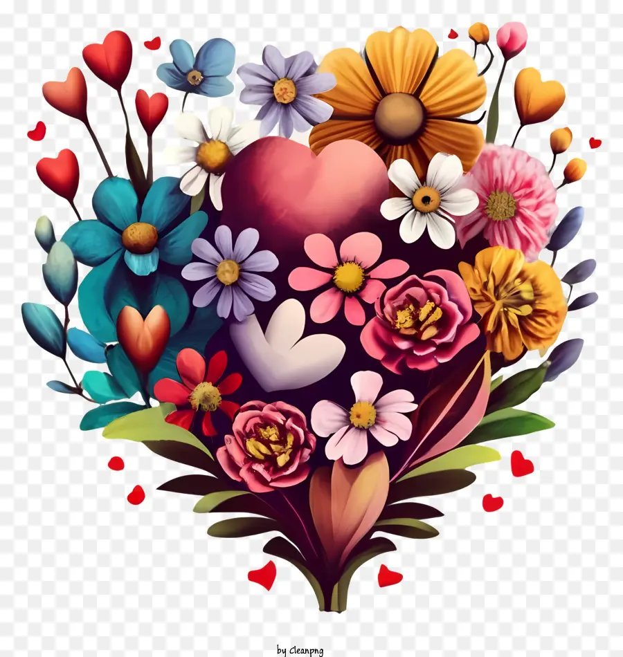 Coeur De Fleur，Coeur Avec Des Fleurs PNG