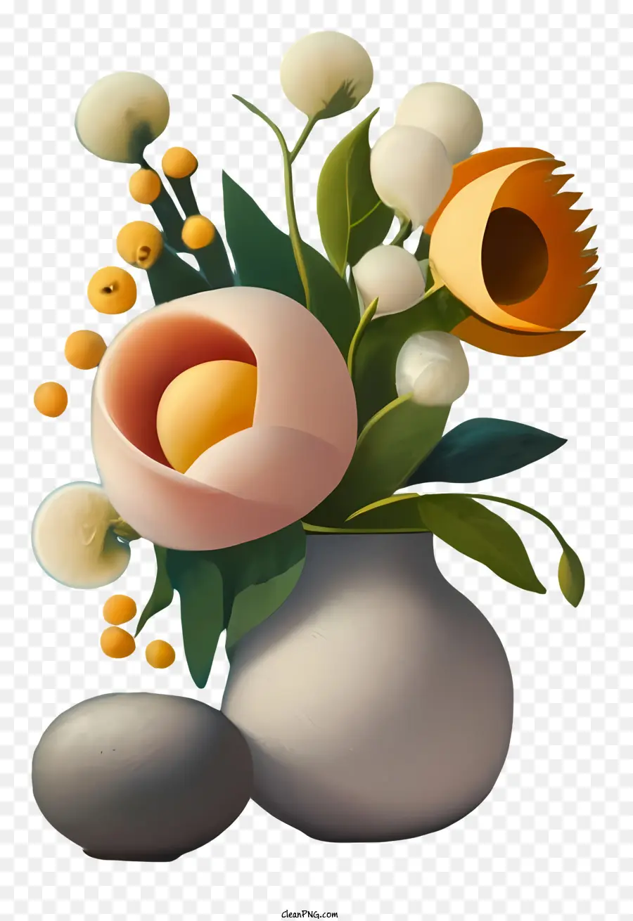 Vase De Fleurs，Fleurs Jaunes PNG