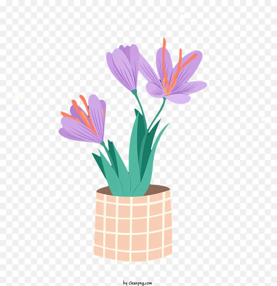 Vase à Fleurs，Fleurs Violettes PNG