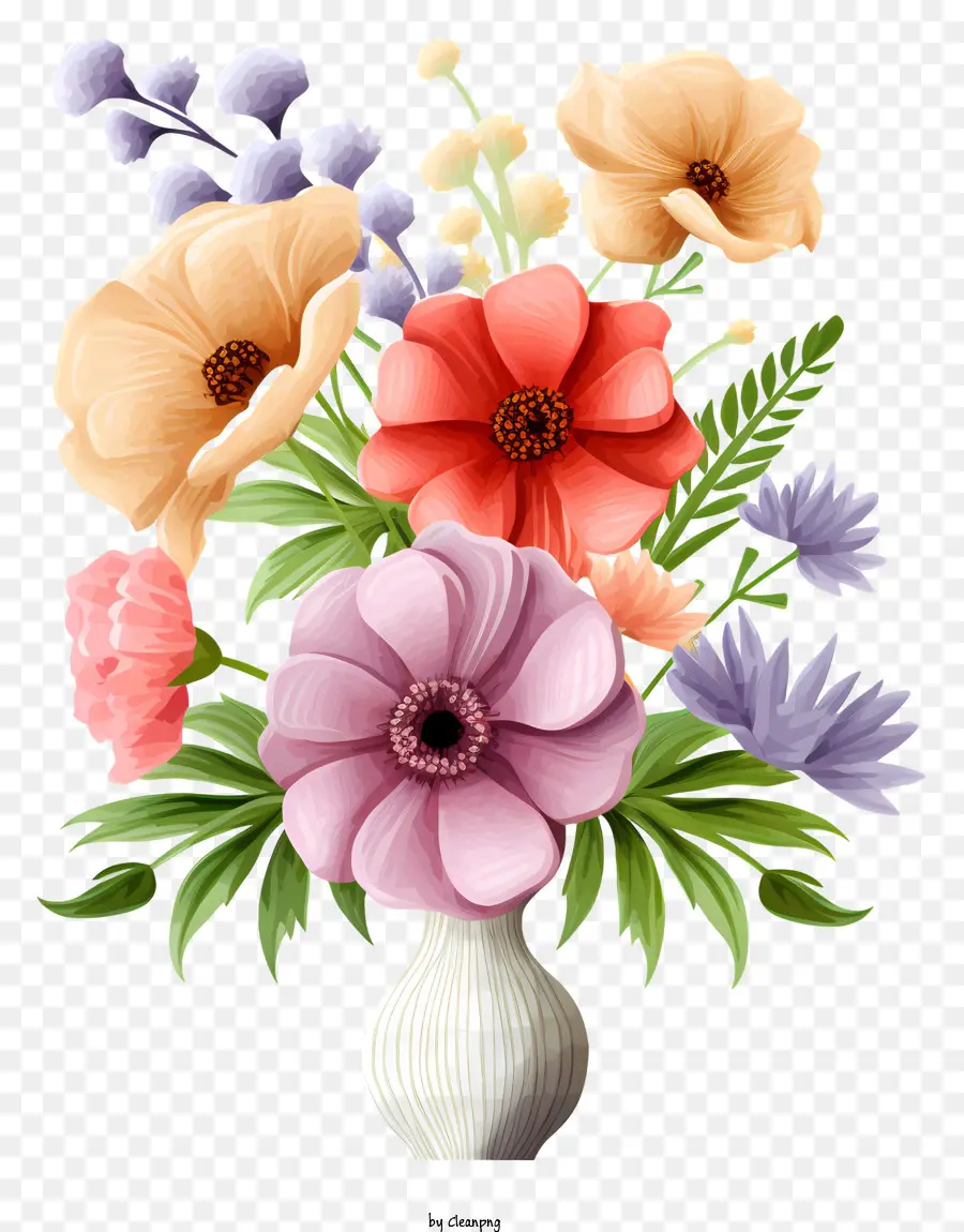 Fleurs Colorées，Vase PNG