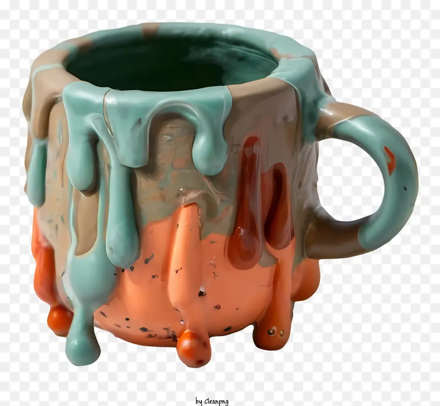 Vase En Céramique，Des Gouttes De Peinture PNG