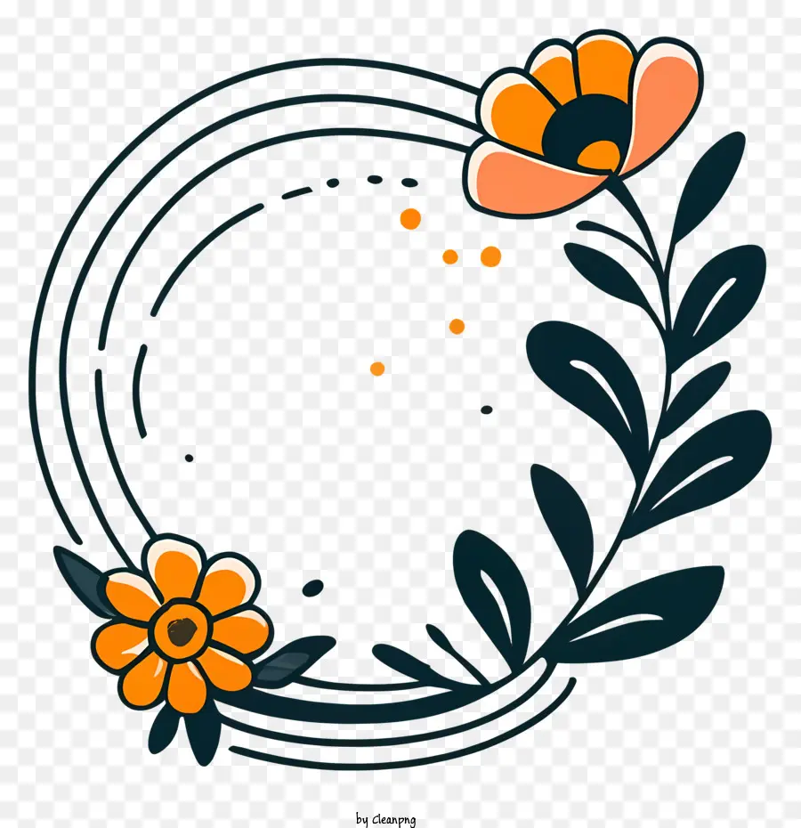 Couronne De Fleurs，Arrière Plan Noir PNG