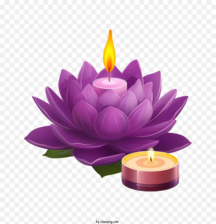 Fleur De Lotus Aux Bougies，Lotus PNG