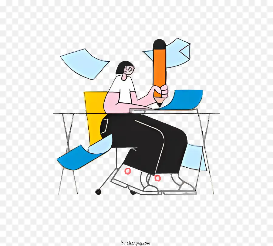 Poste De Travail，Personne Avec Un Crayon PNG