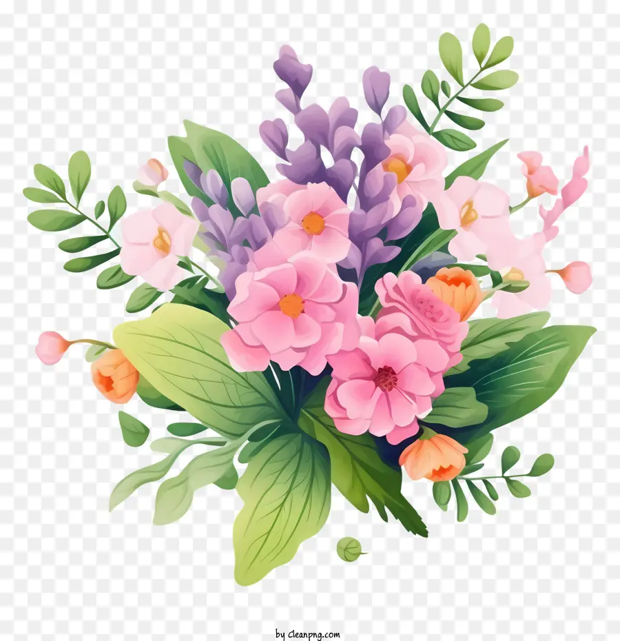 Fleurs Roses Et Violettes，Fleurs PNG