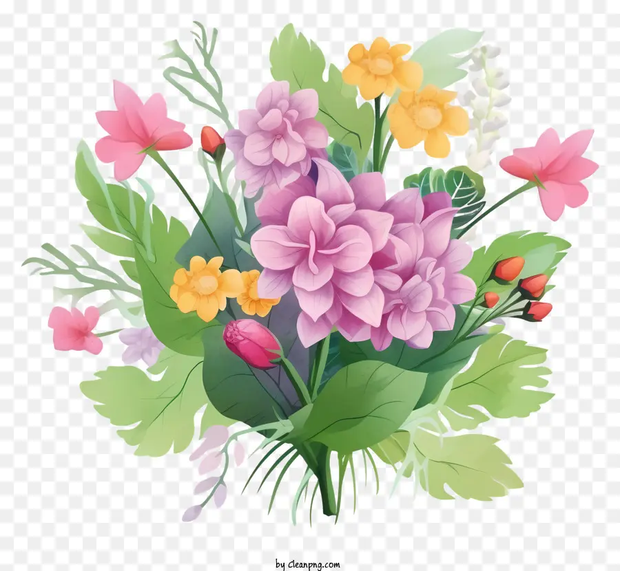 Bouquet Dynamique，Fleurs Colorées PNG