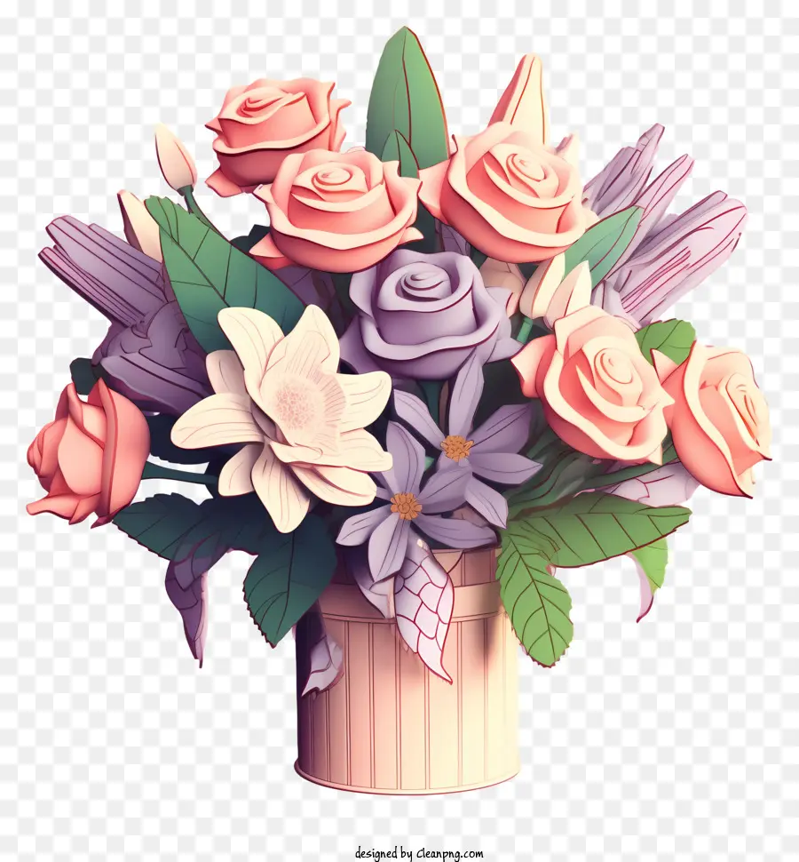 De Rose Et De Violet Fleurs，Arrangement De Bouquet PNG