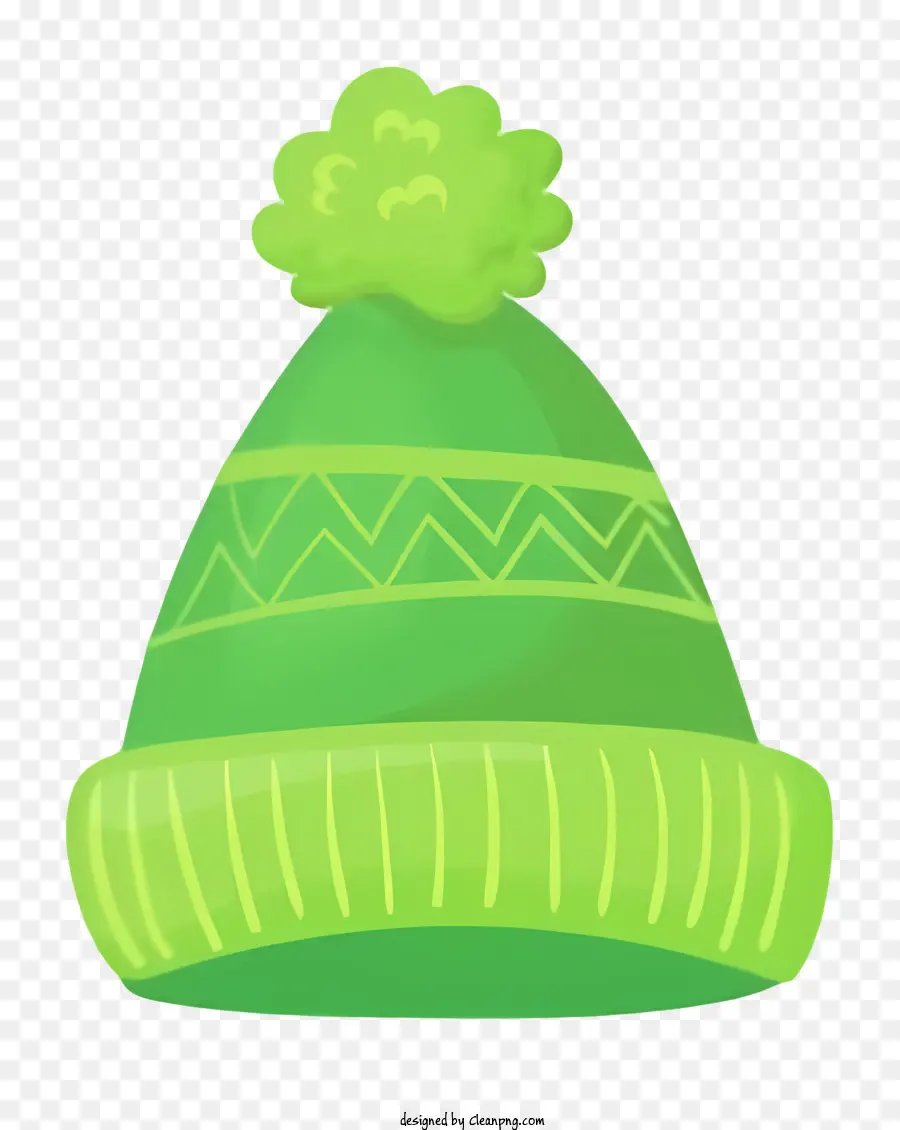 Casquette Tricotée Verte，Pom Pom PNG