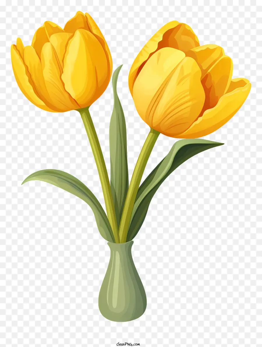 Tulipes Jaunes，Arrangement De Vase PNG