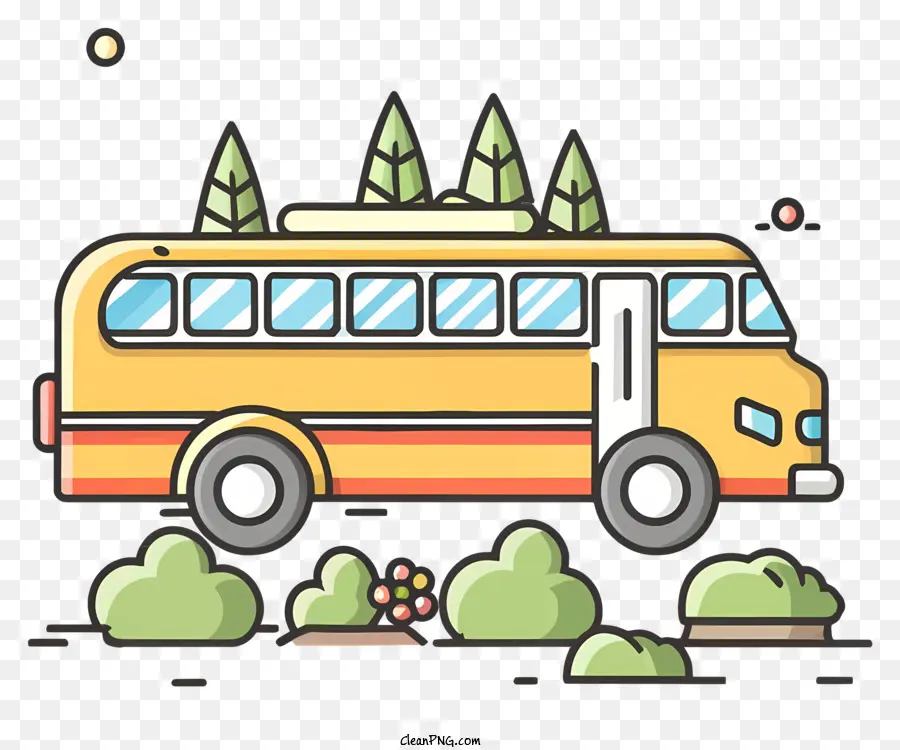 Autobus De Dessin Animé，Autobus Jaune PNG