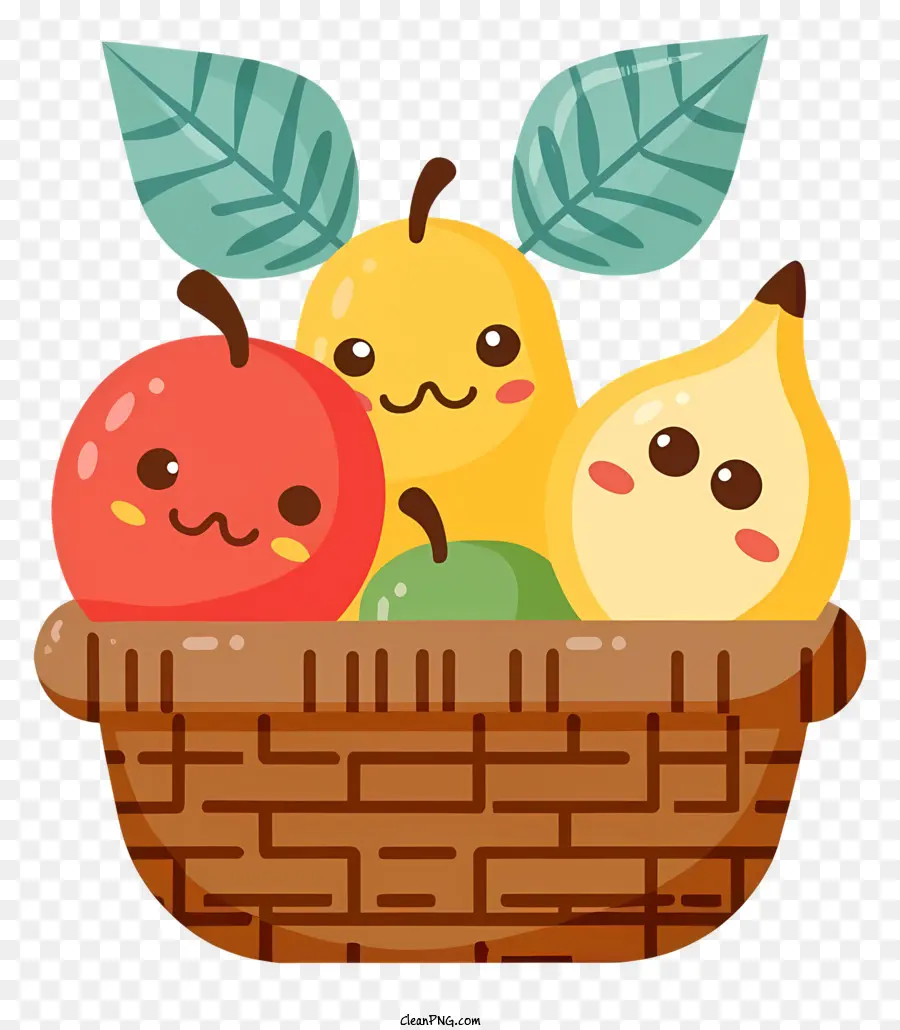 Panier De Fruits，Dessin Animé De Fruits PNG