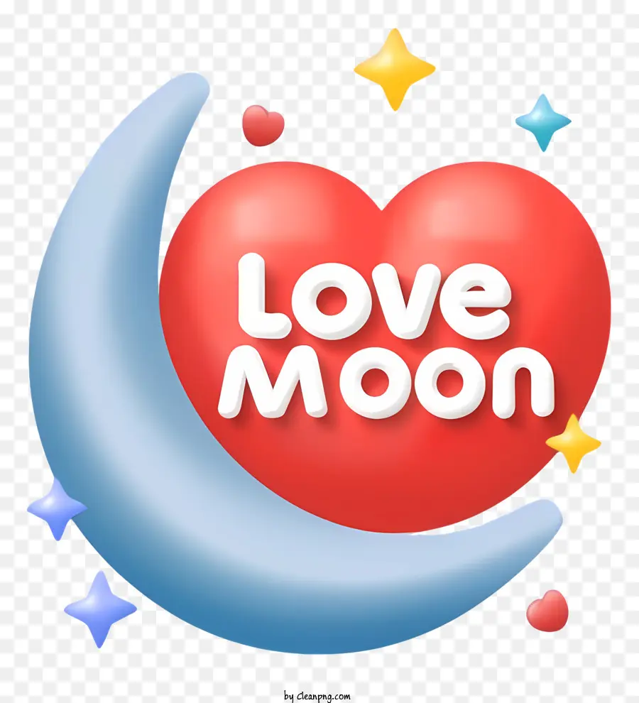 Love Moon Logo，Pleine Lune Avec Des étoiles PNG