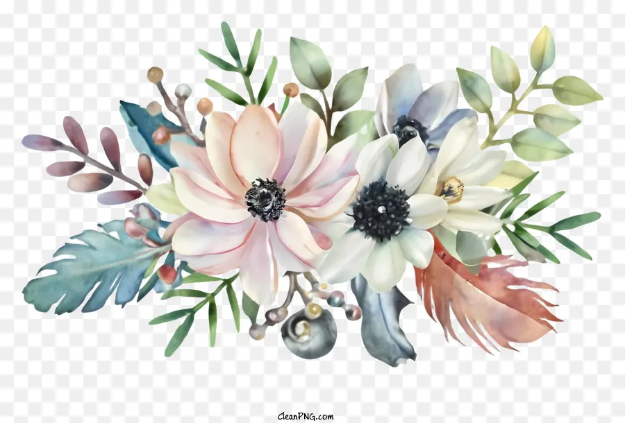 Bouquet Floral Aquarelle，Fleurs PNG