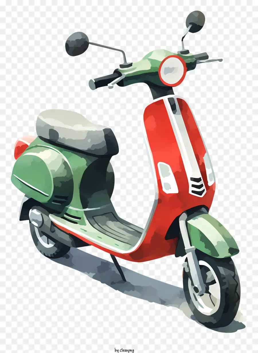 Couleur De La Moto，Scooter Vert Et Rouge PNG