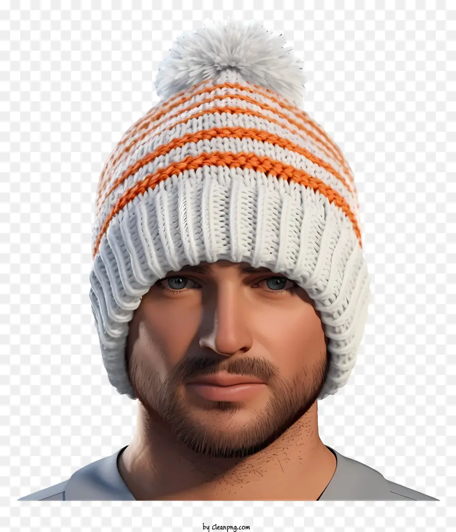 Homme，Bonnet Blanc Et Orange PNG