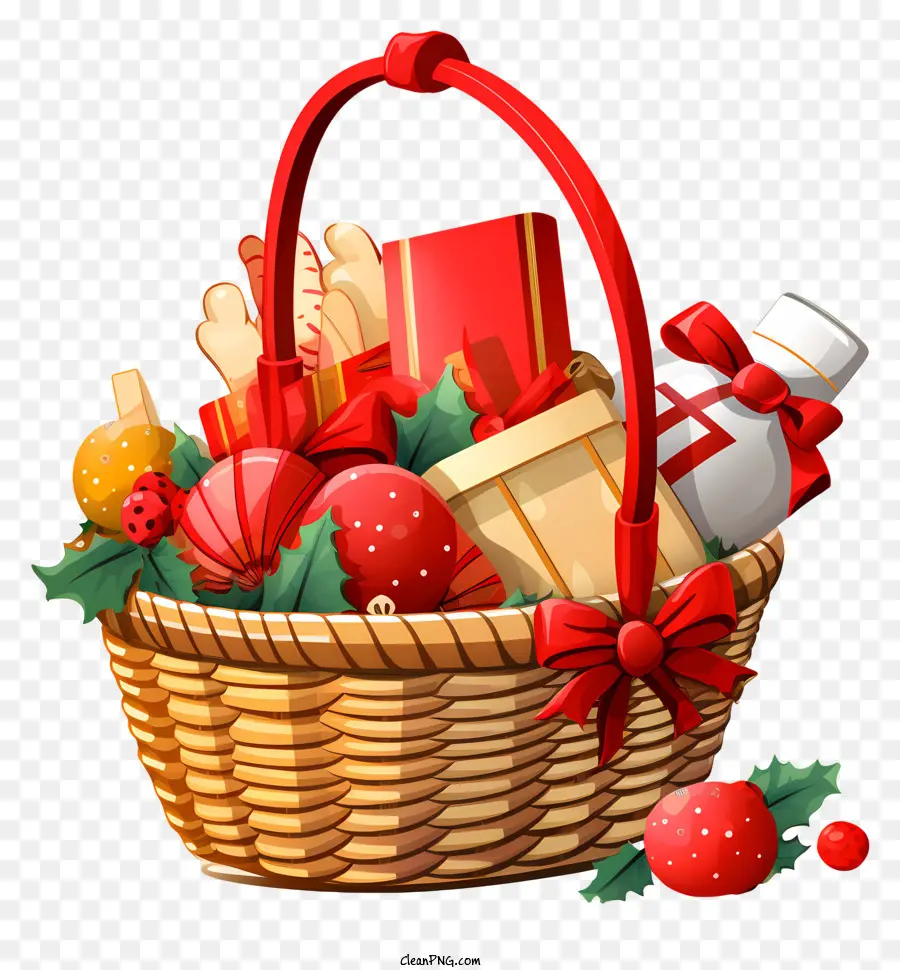 Cadeaux De Noël，Panier En Osier PNG