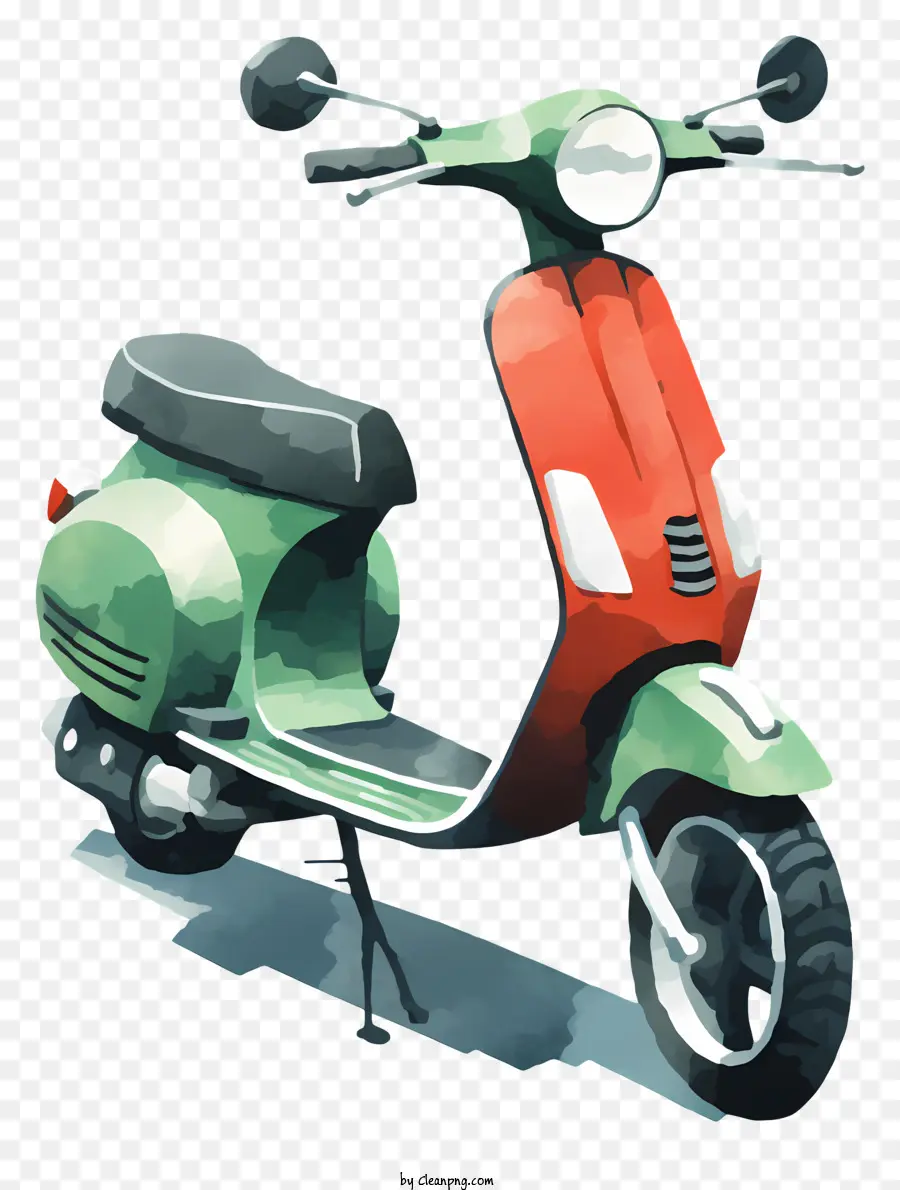 Vélomoteur，Scooter Vert Et Rouge PNG