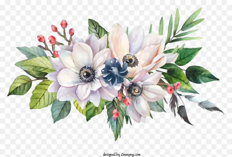 Arrangement Floral，Fleurs Blanches PNG