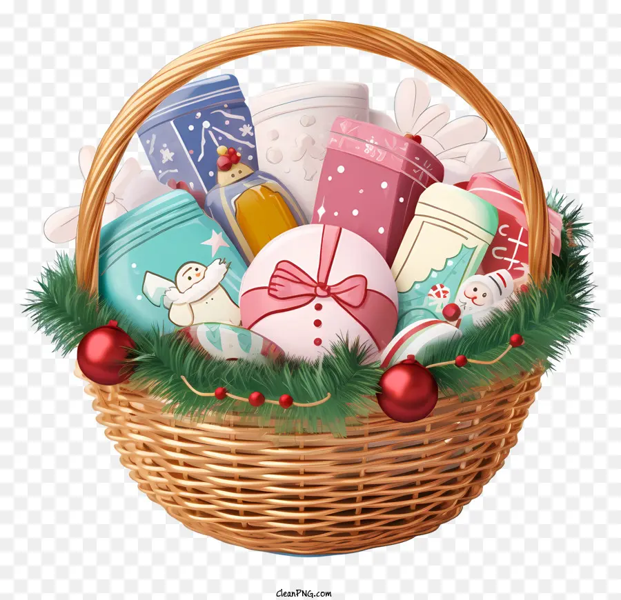 Cadeaux De Noël，Panier Cadeau PNG