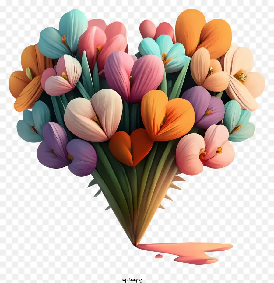 Coeur En Forme De Bouquet，Fleurs PNG