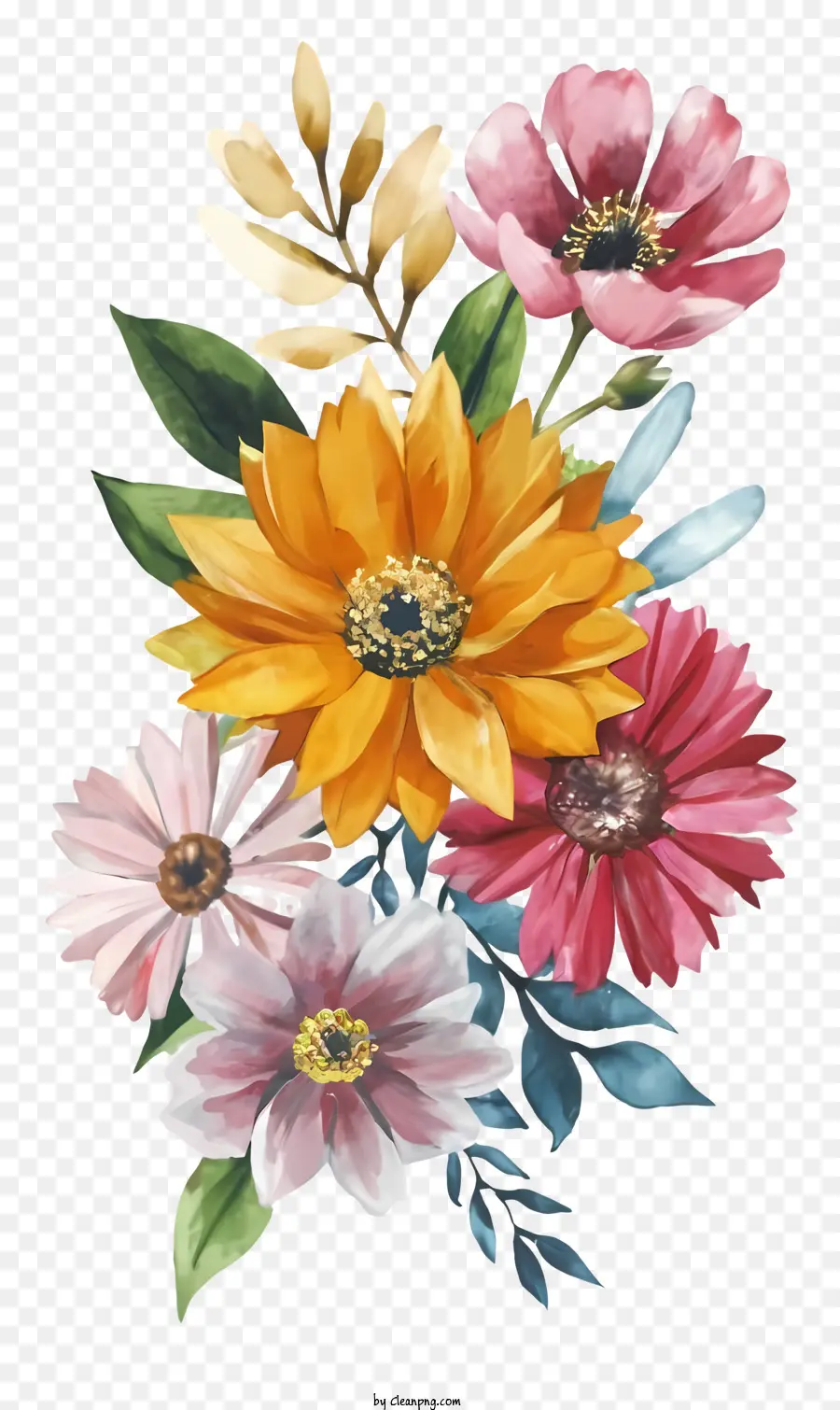 Bouquet Floral，Fleurs Colorées PNG