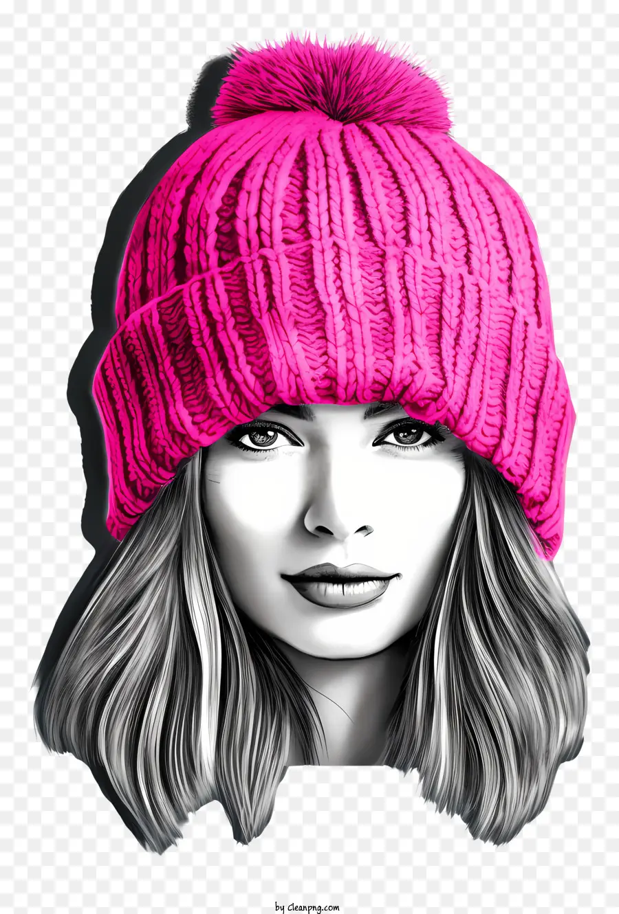 Illustration Numérique，Femme Au Chapeau Rose PNG