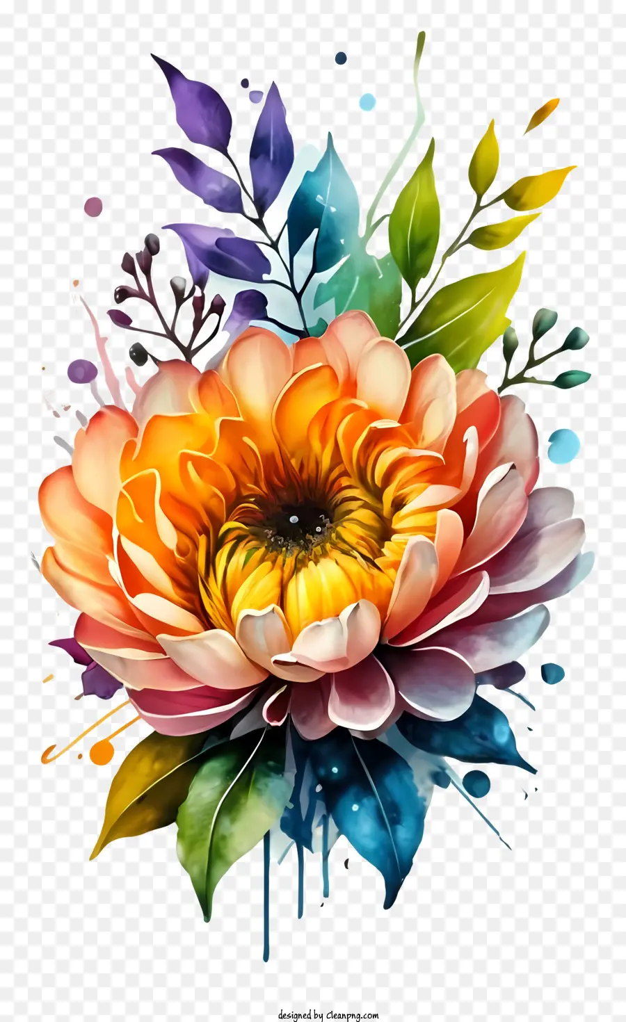 Design Floral Coloré，œuvres D'art Floral Abstraites PNG