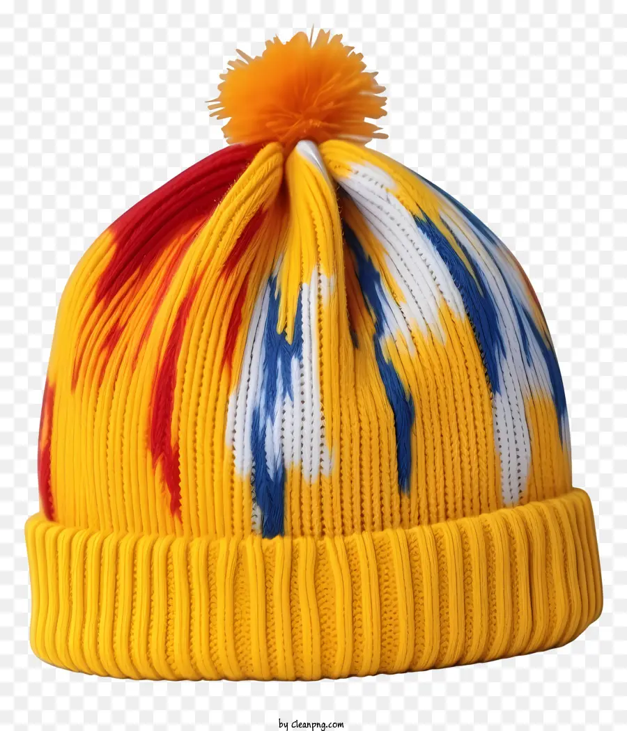 Casquette En Tricot Jaune，Chapeau En Tricot Avec Des Taches De Teinture PNG