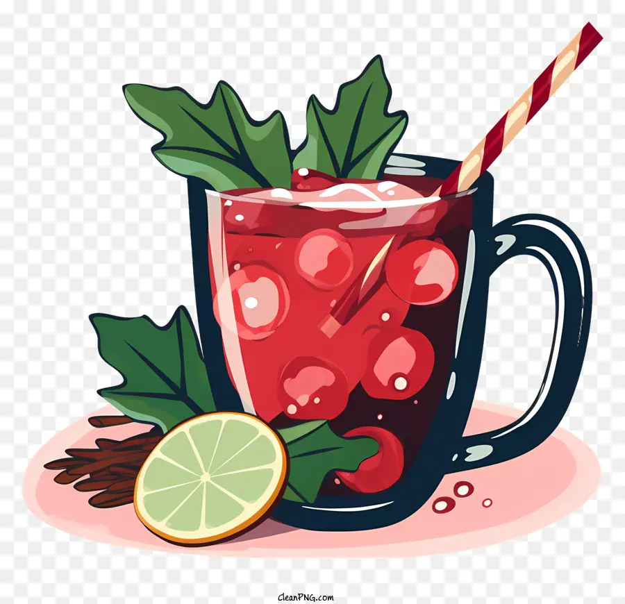 Punch Aux Fruits Rouges，Boisson Rouge Avec De La Paille PNG