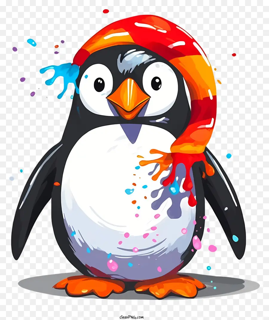 Cartoon Pingouin，Coloré Chapeau PNG