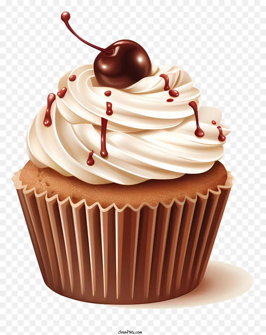 Cupcake Chocolat，Glaçage Blanc PNG