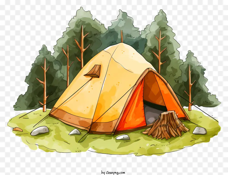 Tente De Camping，Illustration Aquarelle PNG