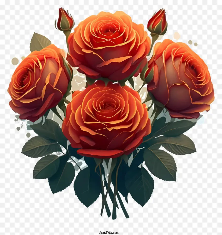 Bouquet De Roses，Fond Sombre PNG