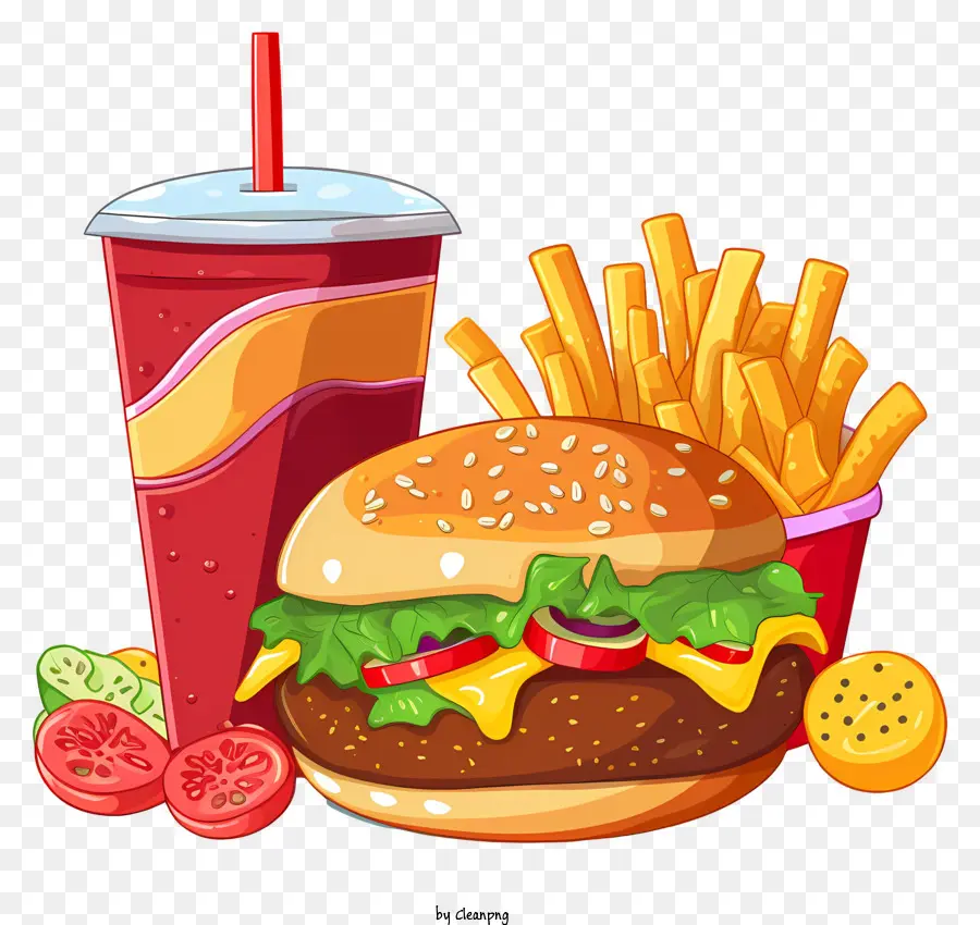 Burger，Frites PNG