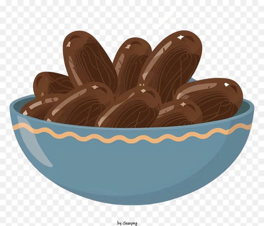 Amandes Enrobées De Chocolat，Dattes Dans Un Bol PNG