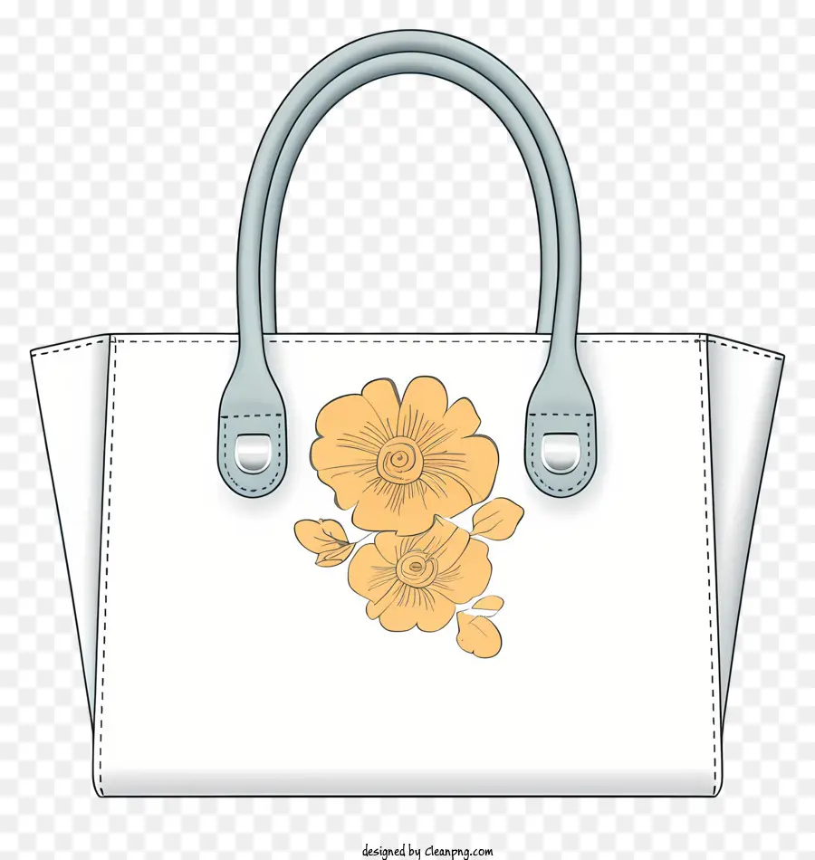 Sac à Main Blanc，Conception De Fleurs D'orange PNG