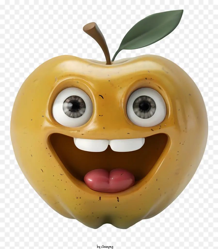 Souriant Apple，Tige à Feuilles Vertes PNG