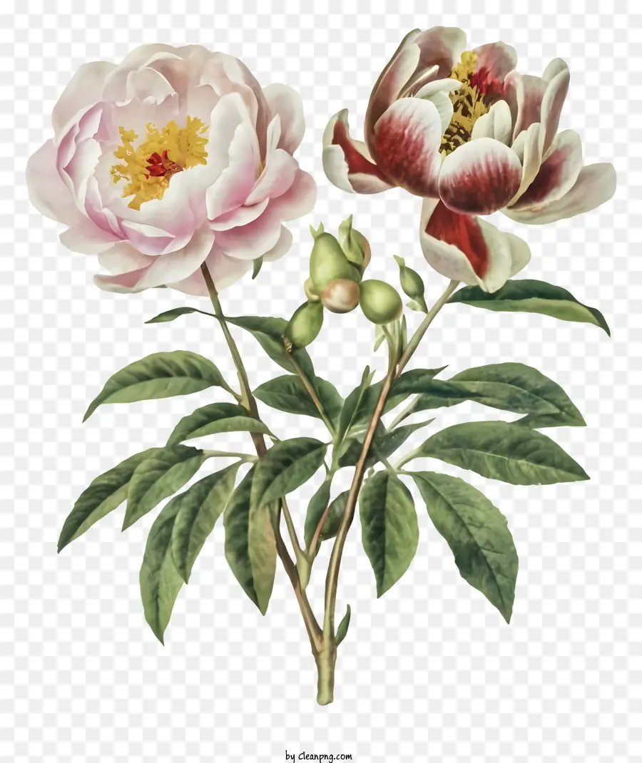 Peinture，Fleurs De Pivoine Rose PNG